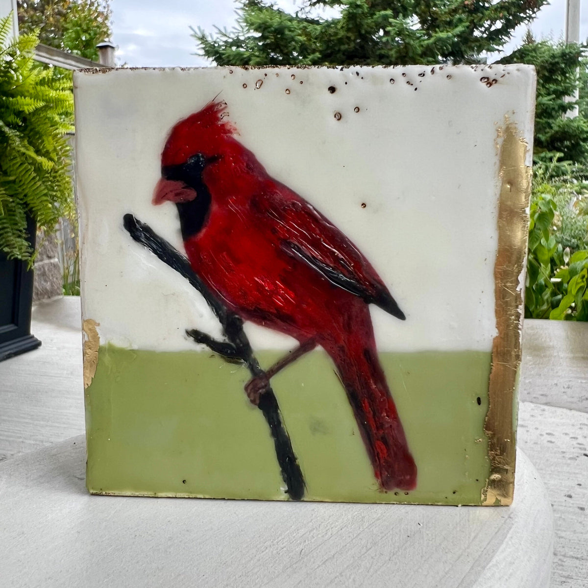 November Make and Take:  Encaustic Cardinal